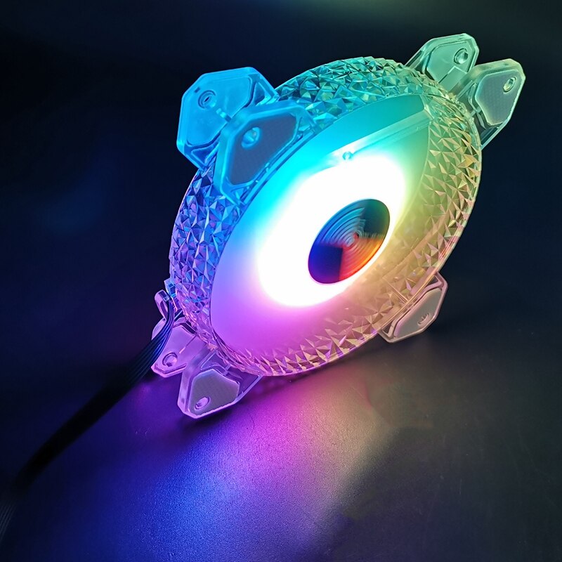 COOLMOON Crystal Diamond RGB Fan Sets, 12cm Silent Long-Life Rgb Luminous Chassis Cooling Fan Set for PC