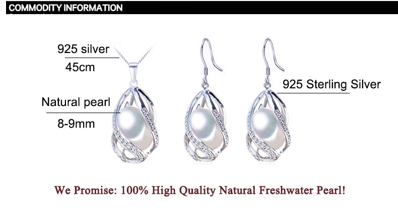 ZHBORUINI Perle Schmuck Set 925 Sterling Silber Schmuck Natürliche Süßwasser Perle Perlen Käfig Halskette Ohrring Set Für Frauen