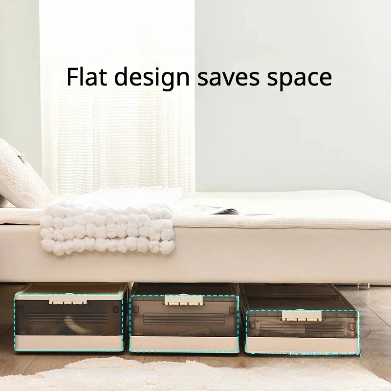 Storage Organizer Underbed Storage Box for Household Use with Wheels ,Flat Organizing Box,Foldable Bed Tail Clothing Storage Box