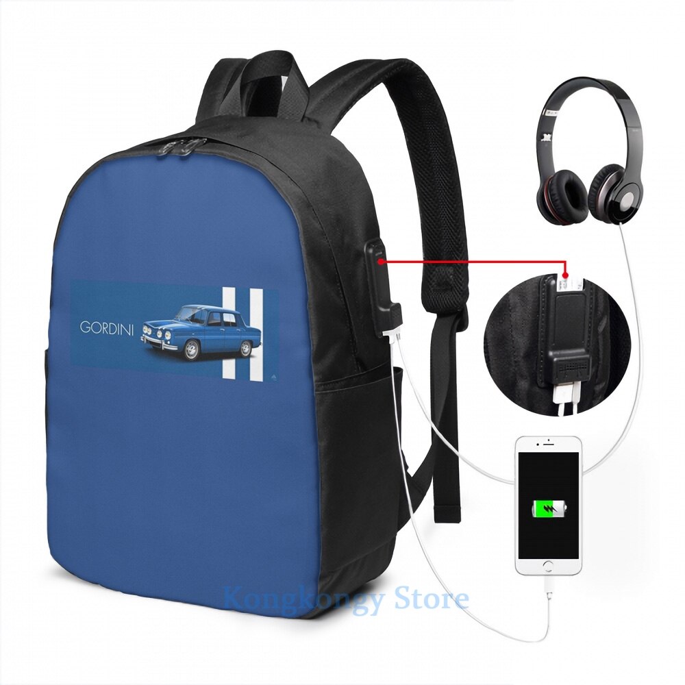 Divertente stampa Grafica Auto Art - Renault 8 Gordini USB Carica Zaino sacchetti di Scuola uomini Donne borsa Da Viaggio borsa del computer portatile: USB Backpack 17 in