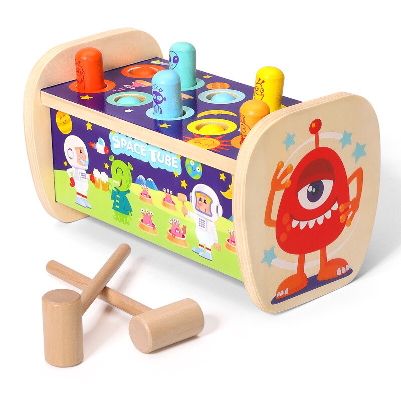 Young children wooden multifunctional hamster toy hand-eye coordination catching insects parent-child game cartoon 1-3 years: Multicolor