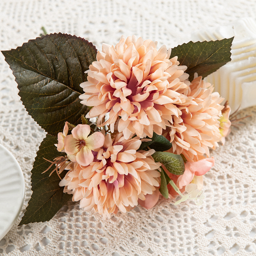 6 Takken Zijde Bolvormige Chrysanthemum Hortensia Kunstbloemen Voor Kerst Bruiloft Boeket Huisdecoratie: Blauw