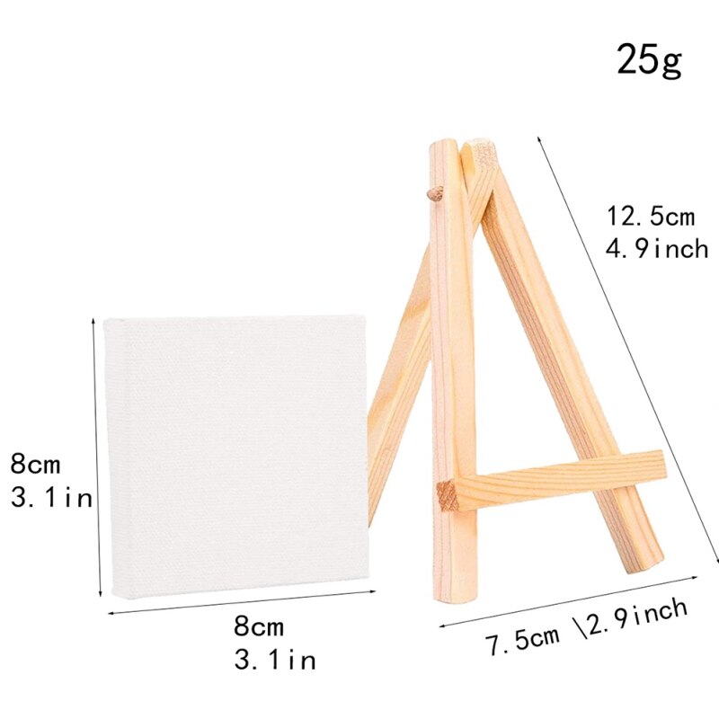 Wooden Mini Easel White Canvas Children Hand Painting Cloth Household DIY Painting Supplies
