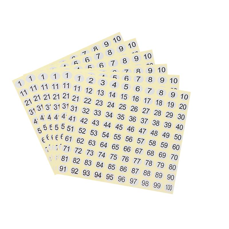 15 ark rund klistermærke selvklæbende etiket papir nummer klistermærker etiketter diy dekoration klistermærke digital etiket 1-100