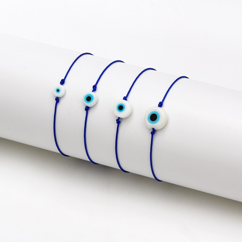 Lucky eye trançado azul mal olho pulseira vermelho azul preto corda corrente charme pulseira ajustável diy jóias para feminino ey6386