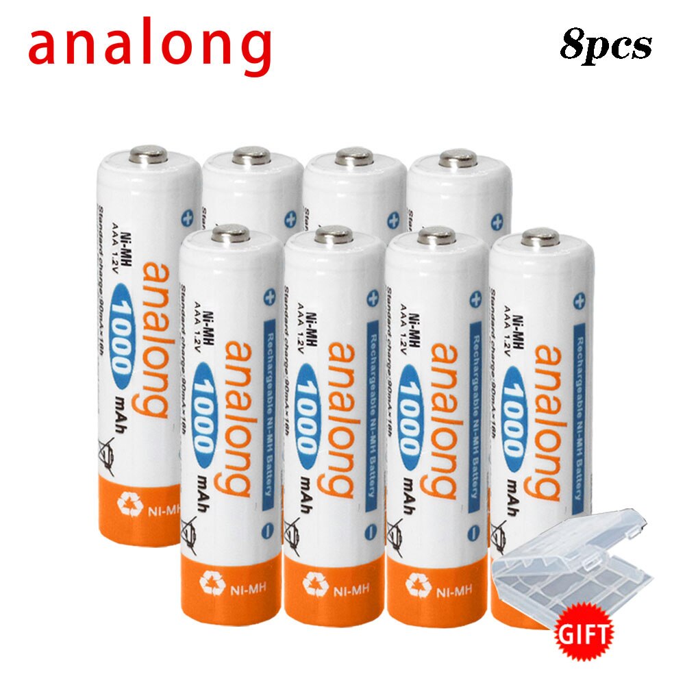 Analong 3A Aaa Oplaadbare Batterij 1000Mah 1.2V Aaa Nimh Oplaadbare Batterijen Bateria Bateris 3A Batterij: 8 pcs battery