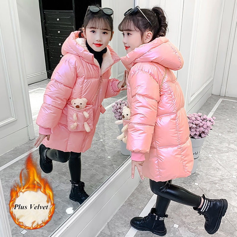 Chaqueta de plumón de terciopelo para niños y niñas, ropa de invierno cálida, Parkas gruesas, traje de nieve, abrigo, novedad de