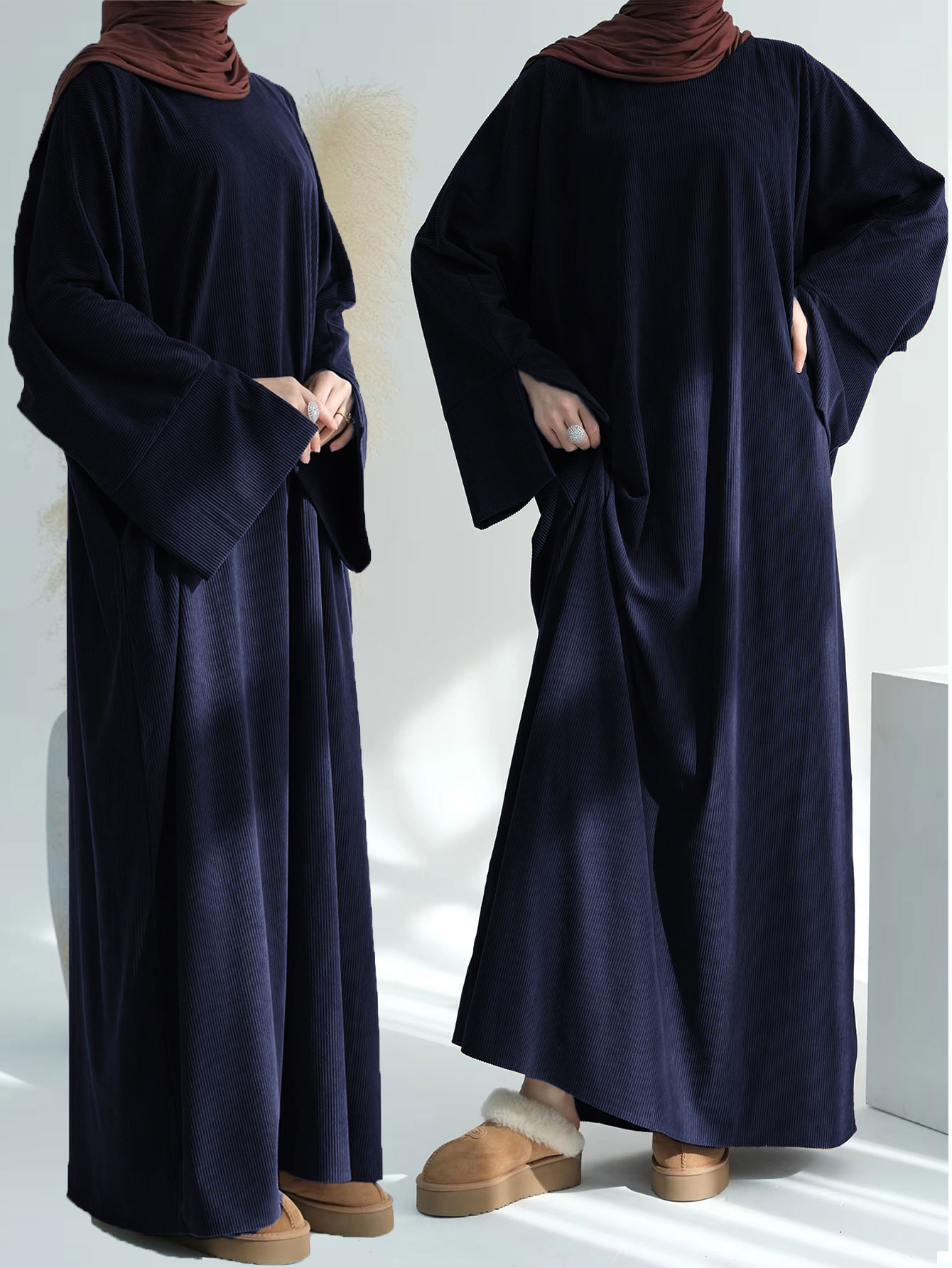 Abaya d'hiver musulmane de Style américain saoudien, fentes de manchette, restauration au moyen-orient, froid, automne-hiver, assurant la chaleur et un Look tendance, 2025