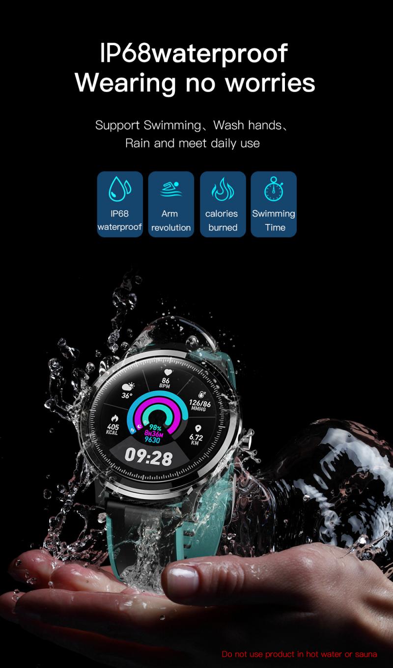 SN80 Smart Watch IP68 Waterdichte Full Touch Smart Watch Hartslag Display Bloeddruk Fitness Track Sport