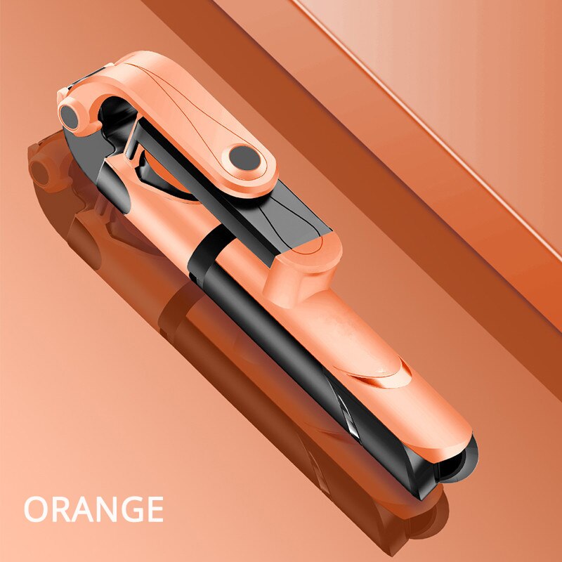 Selfie stick med stativ stander bluetooth fjernbetjening mobiltelefon selfie stick holder til iphone/huawei smartphone live foto: Orange