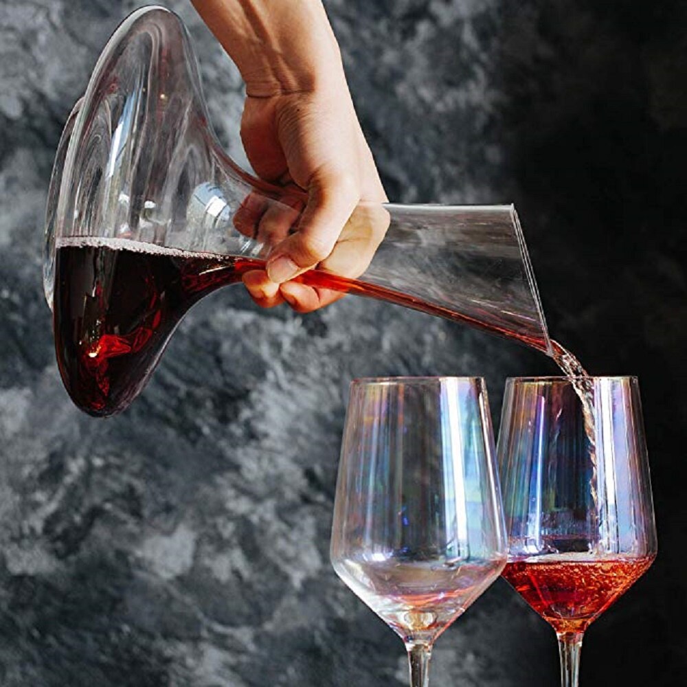 YUEWO Decanter Hand Geblazen Loodvrij Kristal Glas Wijn Decanter Wijn Karaf Wijn Karaffen en Carafes Rode Wijn Decanter