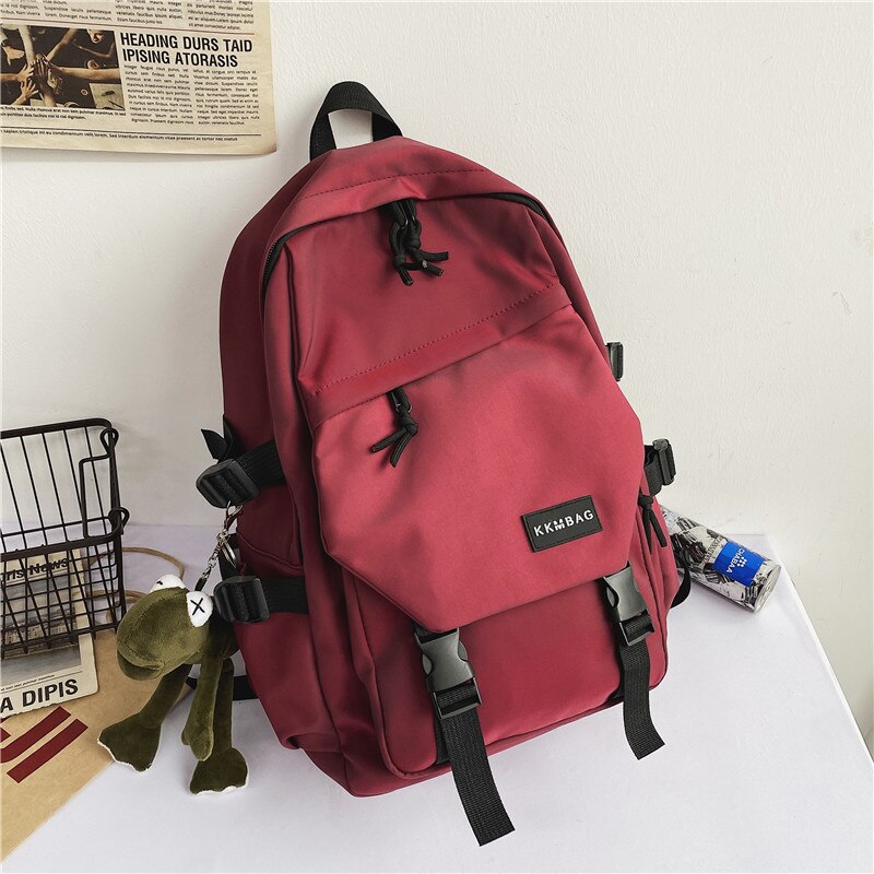 Deslumbrante roxo mulheres na moda mochila legal feminino sacos de escola faculdade livro senhora portátil mochila moda meninas estudante saco de viagem: Vermelho / With-Accessories
