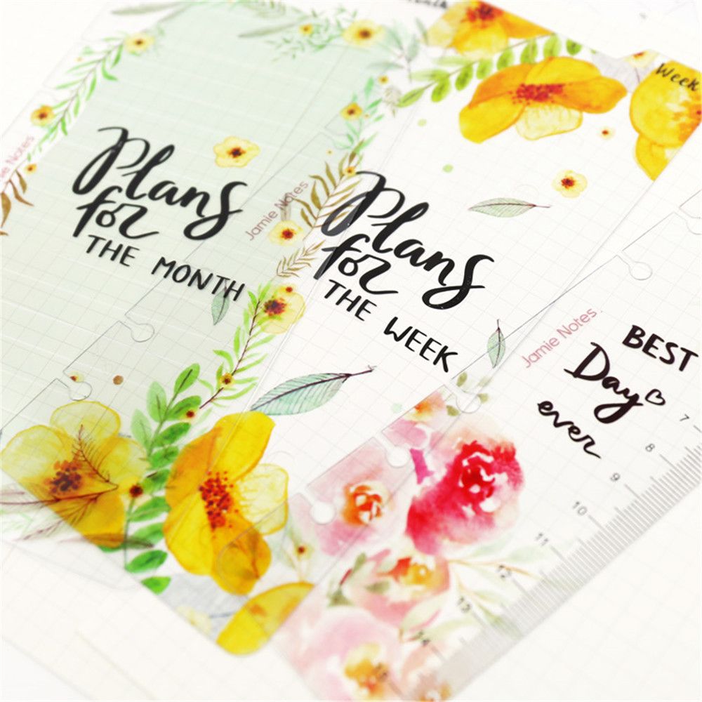 A5/A6 Notebook Bookmark Dairy Planner Agenda Index Divider 6 Holes Loose Leaf Binder Ruler Bookmark Flower Office Supplies