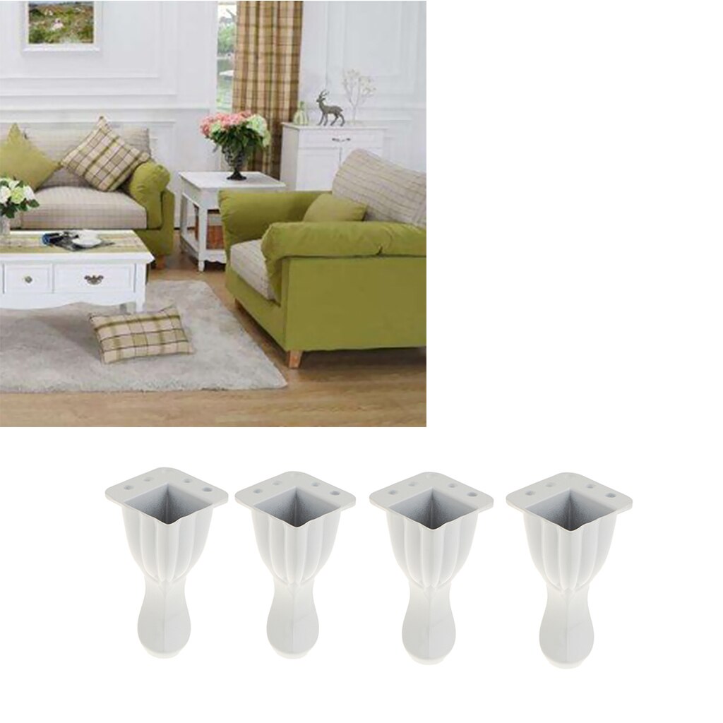 4x metall sofa ben skrivebord bordføtter sokkel erstatning h : 8cm hvit maskinvare