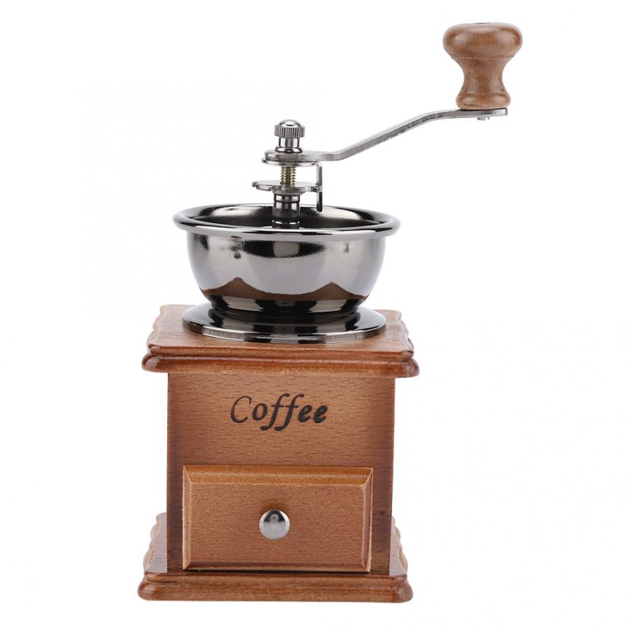 Cafetera kahvinkeitin mylly puinen metalli retro mini manuaalinen kahvimylly käsi kone konepapu kartiomainen pora
