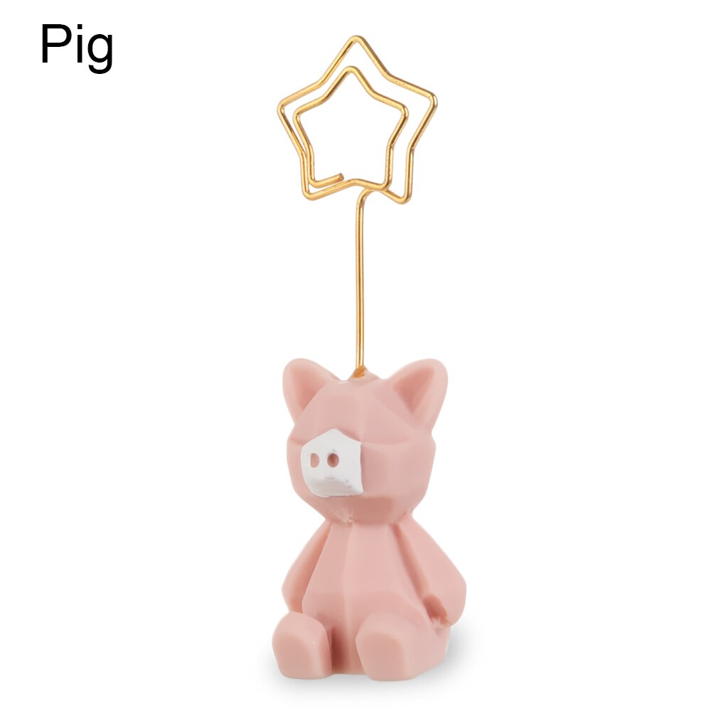 1pc Cute Animal Photo Paper Clip Holder Desk Name Card Memo Clip Wedding Favors Card Decoration Birthday Desk Accessories: Pig
