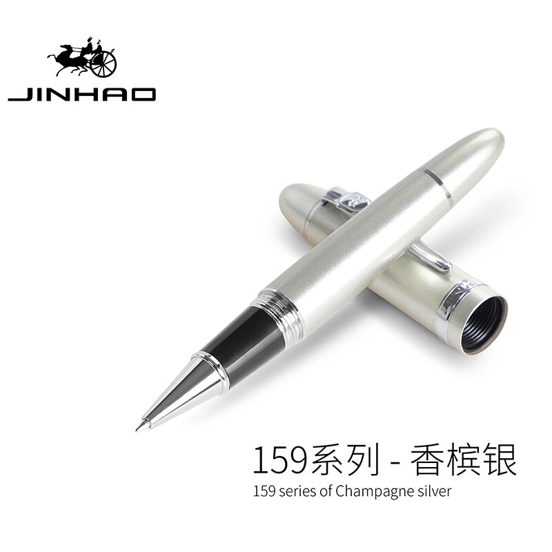 jinhao 159 Rollerball pen 0.5 MM screw cap metallic silver clip luxury pen students stationery office supplies: Champagne Silver