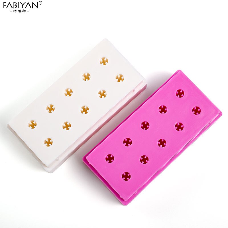 Nail Art Drill Bit Acrylic Holder Case Organizer Storage Box Manicure Container Exhibition Stand For Display Tool 10 Holes