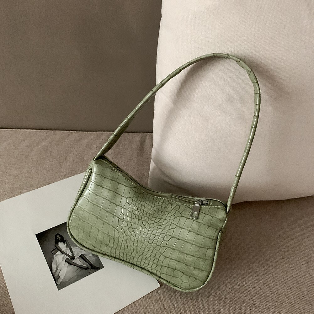 Bolso Casual de cuero PU con correa, bolso para mujer, cadena, tipo bandolera bolso de hombro, Popular, Simple, bolso de diario para mujer,: green