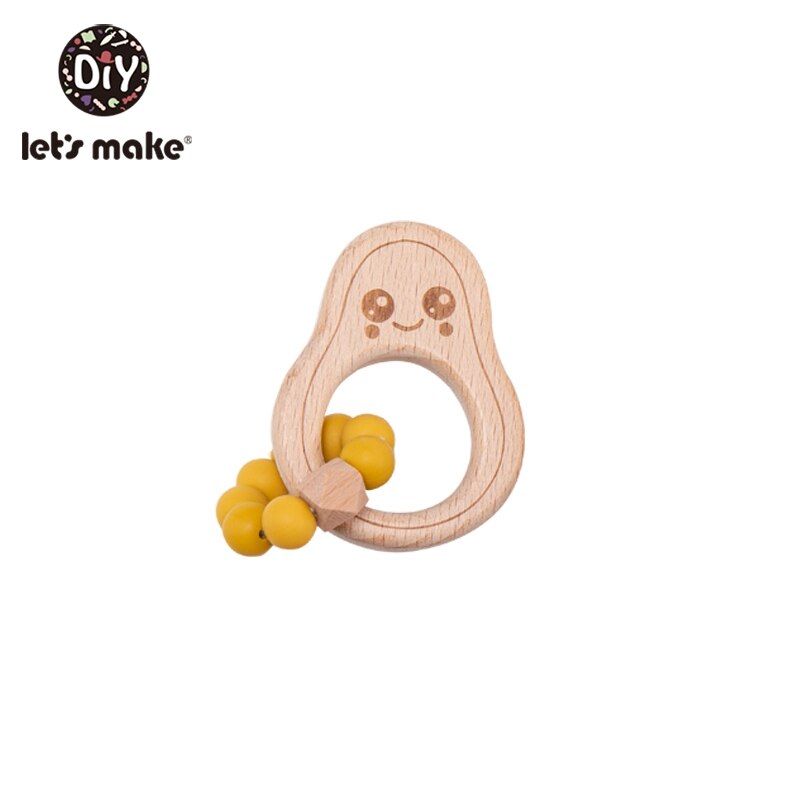 Laten We Chew Silicone Bijtring Kralen Avocado Armband Siliconen Crib Accessoires Tandjes Kralen Fopspeen Chain Baby Rammelaar: Yellow