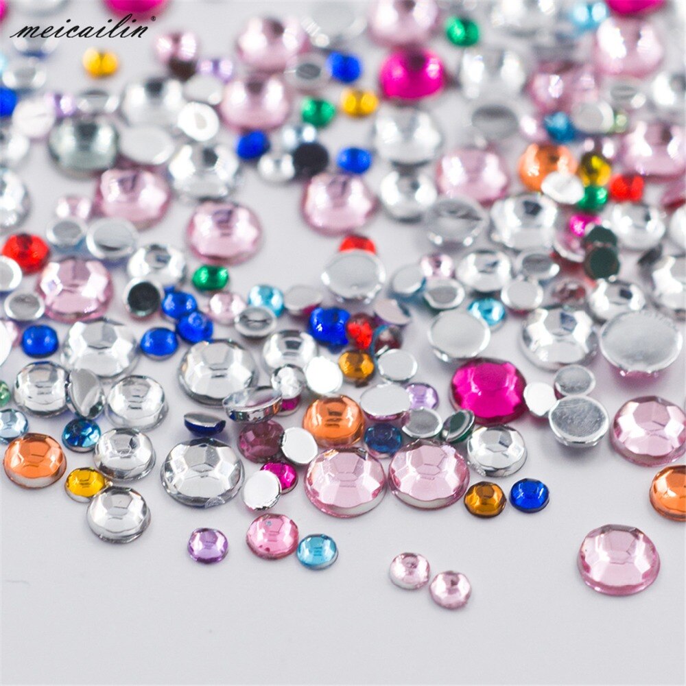 Mix Maten 1440 Stks/pak Crystal Clear AB Plaksteen Nail Steentjes Voor Nagels 3D Nail Art Decoratie