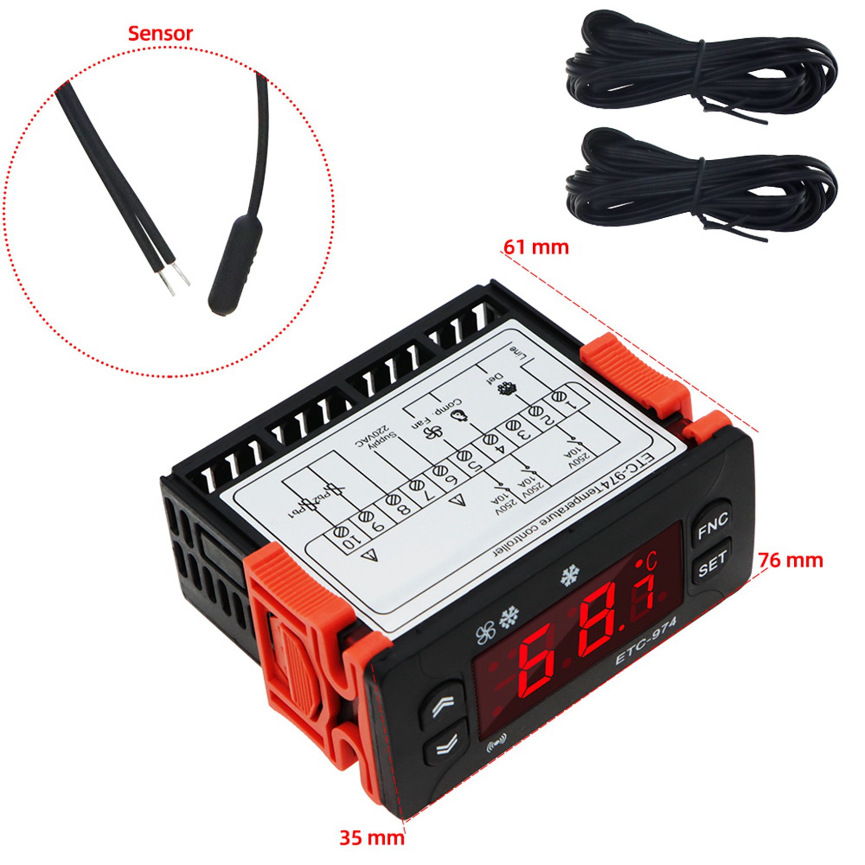 ABNP ETC-974 Digital Temperature Controller Microcomputer Thermostats Thermostat Refrigeration Alarm 220V Sensor