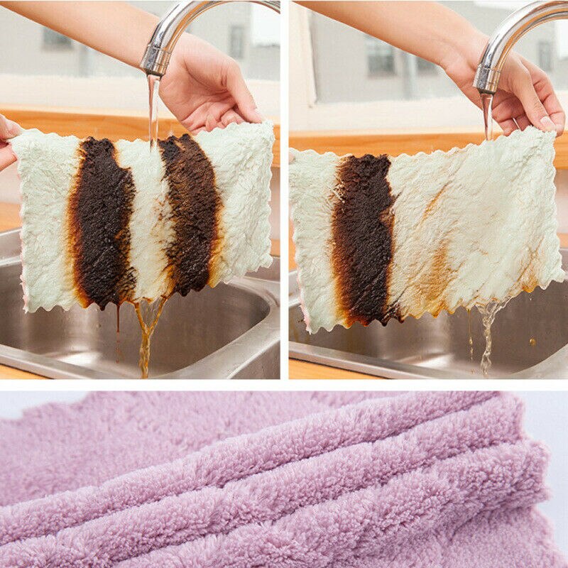5 uds paño de cocina de microfibra de agua superabsorbente, vajilla de Eficiencia Alta, toalla de limpieza para el hogar, utensilios de cocina