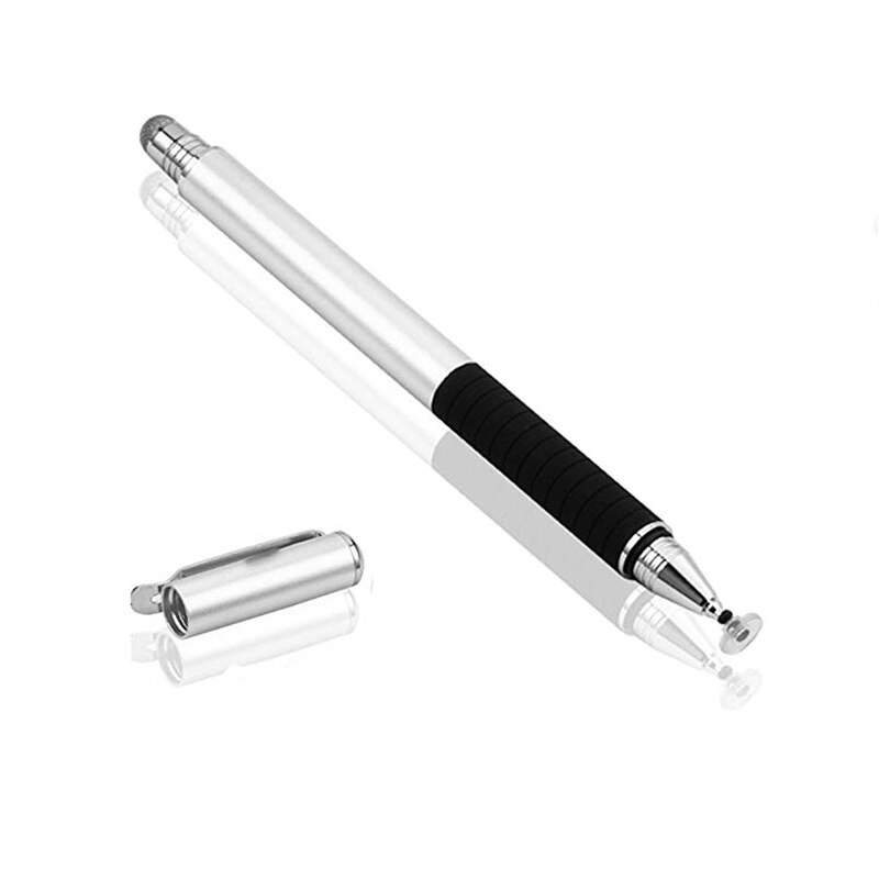 Universal 2 In 1 Fiber Stylus for Phone Tablet Touch Pen Drawing Capacitive Screen Pencil For Smartphone Note Smart Android Pen: Silver