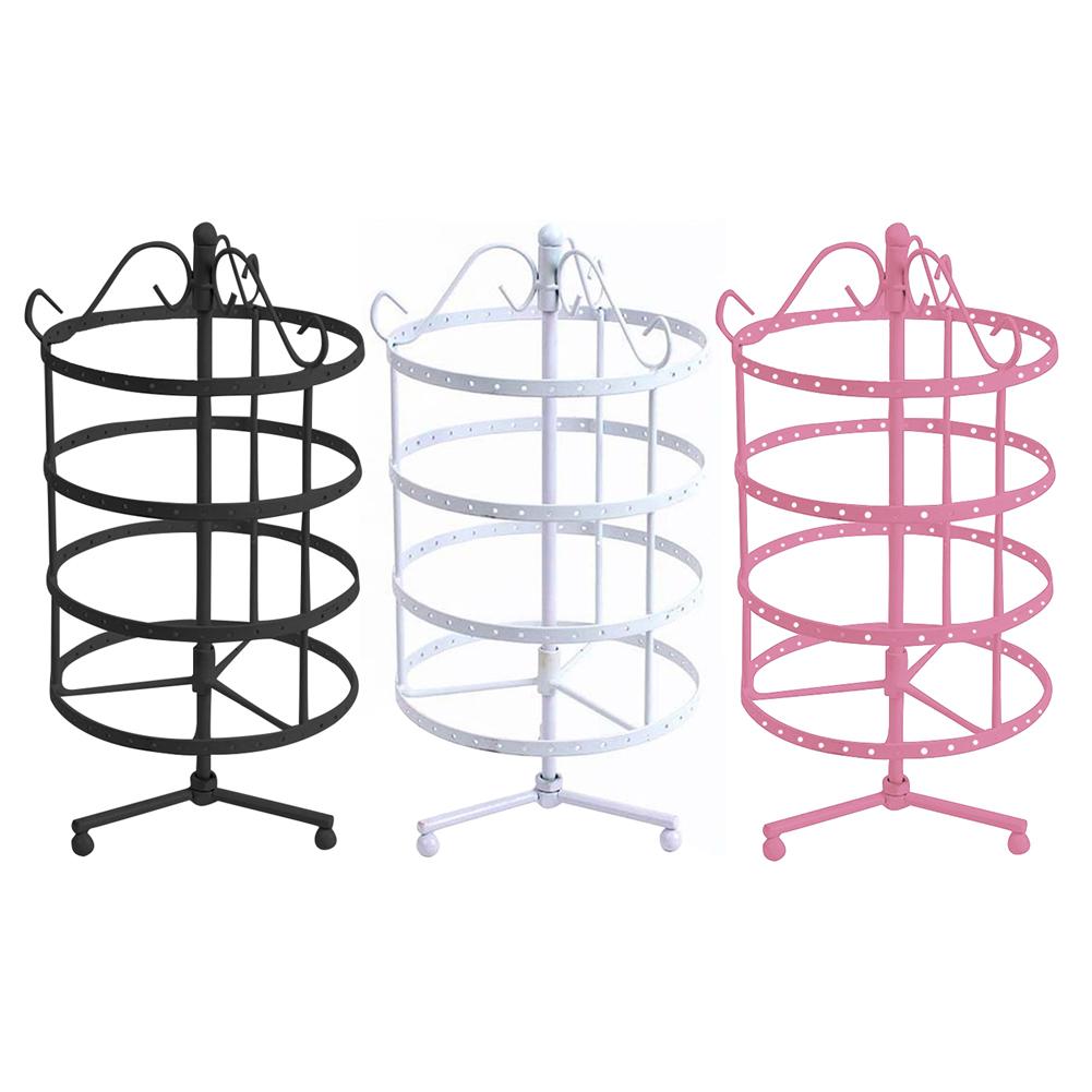 144 Gaten 4 Tiers Metalen Zwarte Roterende Sieraden Display Standaard Oorbel Houder Organizer (Ronde) Accessoires Voor Vrouwen