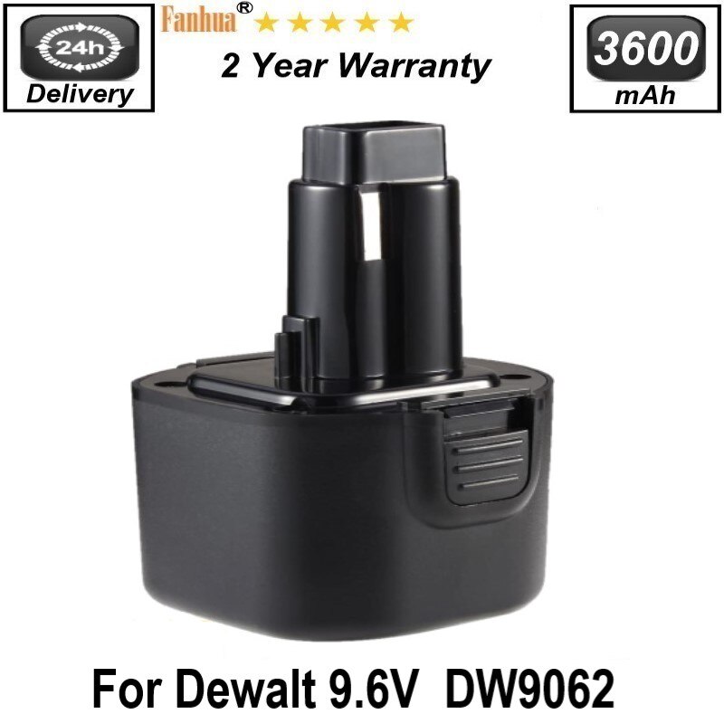 Batterie de remplacement 3600 V, 9.6 mAh, pour Dewalt 9.6V, NI-MH, DW9061, DW9062, DE9036, DE9062, DW9614