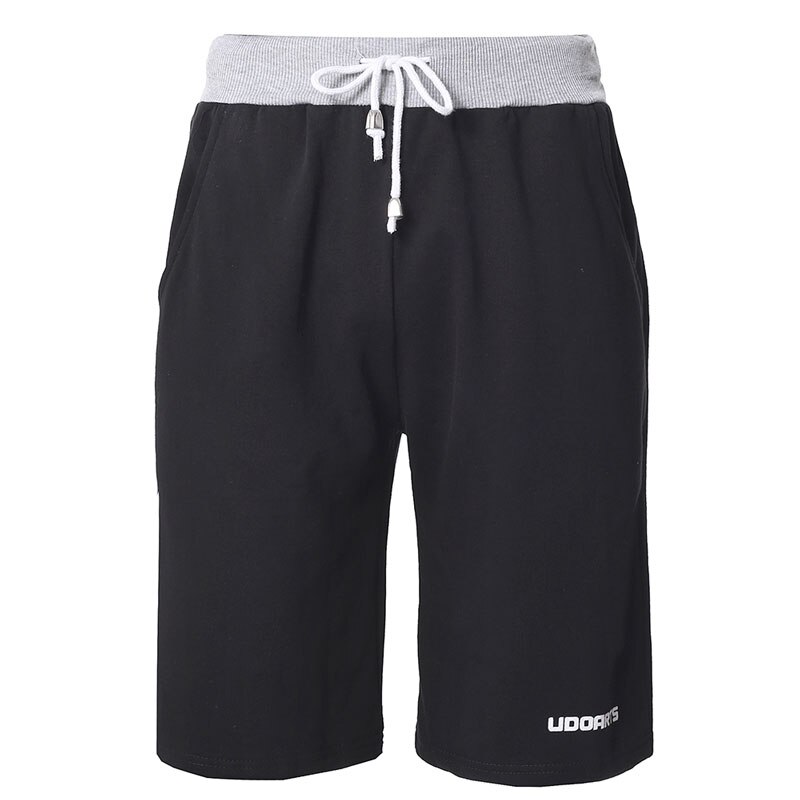 Udoarts sports fleece jogger til mænd 100%  elastiske gymnastikshorts i bomuld: L / Sort