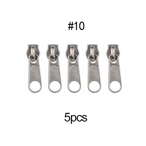 5pcs #3 #5 #8 #10 Fix Zipper DIY Zip Slider Repair Kit For Zip Fastenings Sewing Tailor Tools Clothing Accessories: 5pcs Silver 10(12mm)