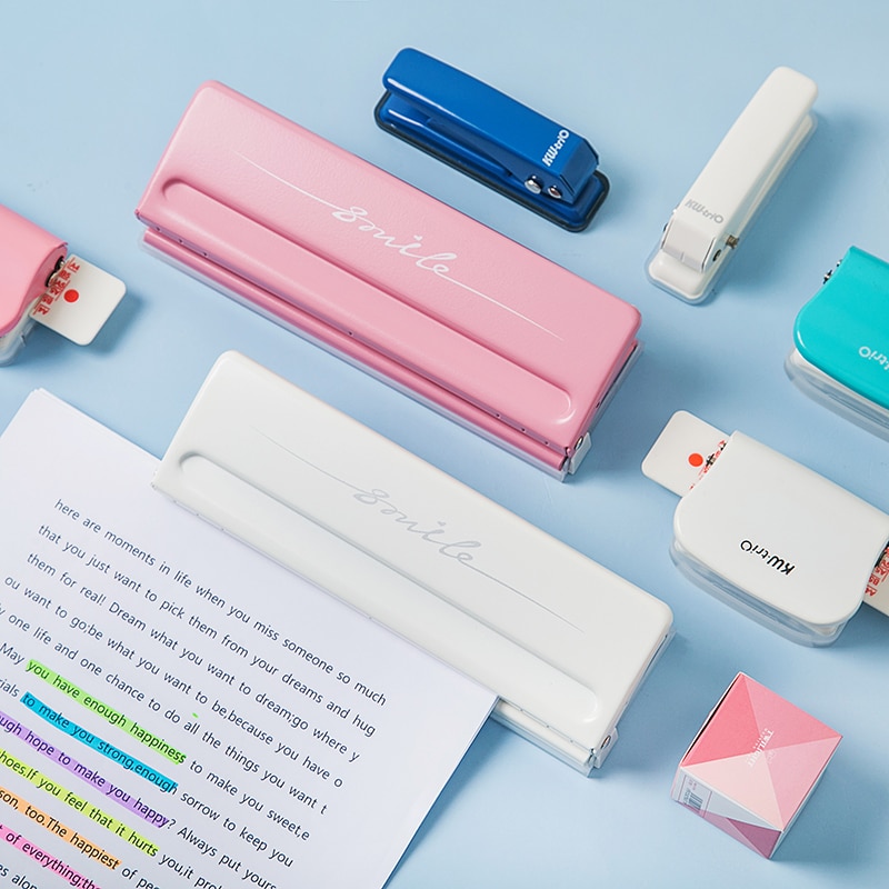 6 Hole Punch Pink Craft Metal Punch Paper Cutter Adjustable Diy A4 A5 A6 Loose-leaf Paper Punch Scrapbooking Office Stationery