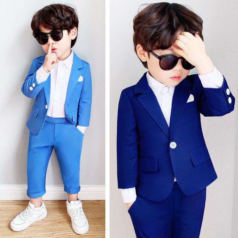 Lente Herfst Jongens Knappe 2 Stuks Pak Set Childrenbritish Stijl Wedding Party Prestaties Kostuum Kinderen Blazer Broek Outfits