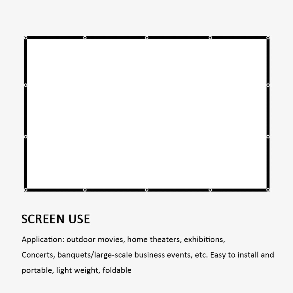 VCHIP120 inch Portable Projector Screen Anti-Light Curtain 16:9 3D HD Projection For Home Theater Office Outdoor