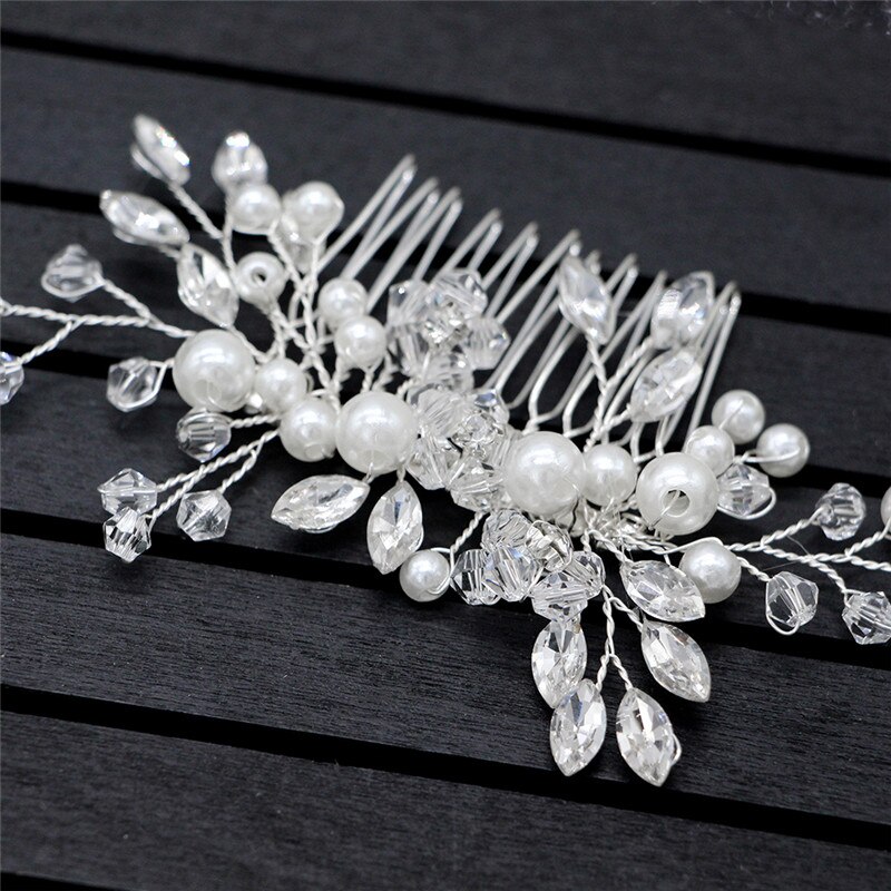 Trendy Crystal Parel Haar Kammen Bruiloft Bruids Haar Sieraden Ornament Hoofd Stuk Decoratie Strass Bruid Haar Kam Voor U