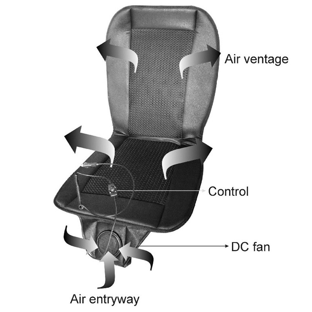 12V Summer Cooling Car Seat Cushion Cover With Built-in Air Ventilated Fan Conditioned Cooler Pad 2 Speed Adjustable