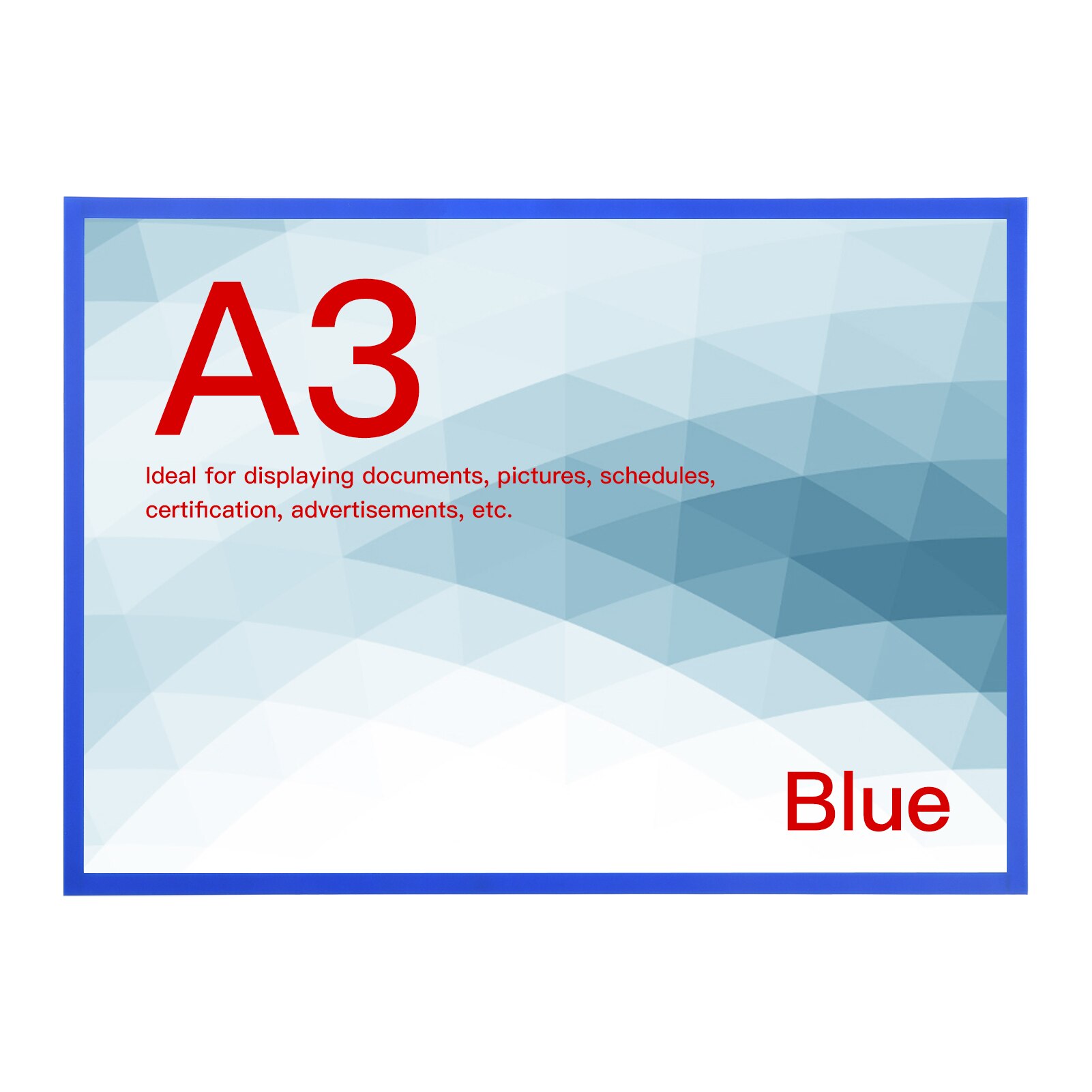 A3 Document Sign Holder Frosted Magnetic File Frame PVC Poster Picture Notice Display Frame for Whiteboard Fridge Cabinet Wall: Blue