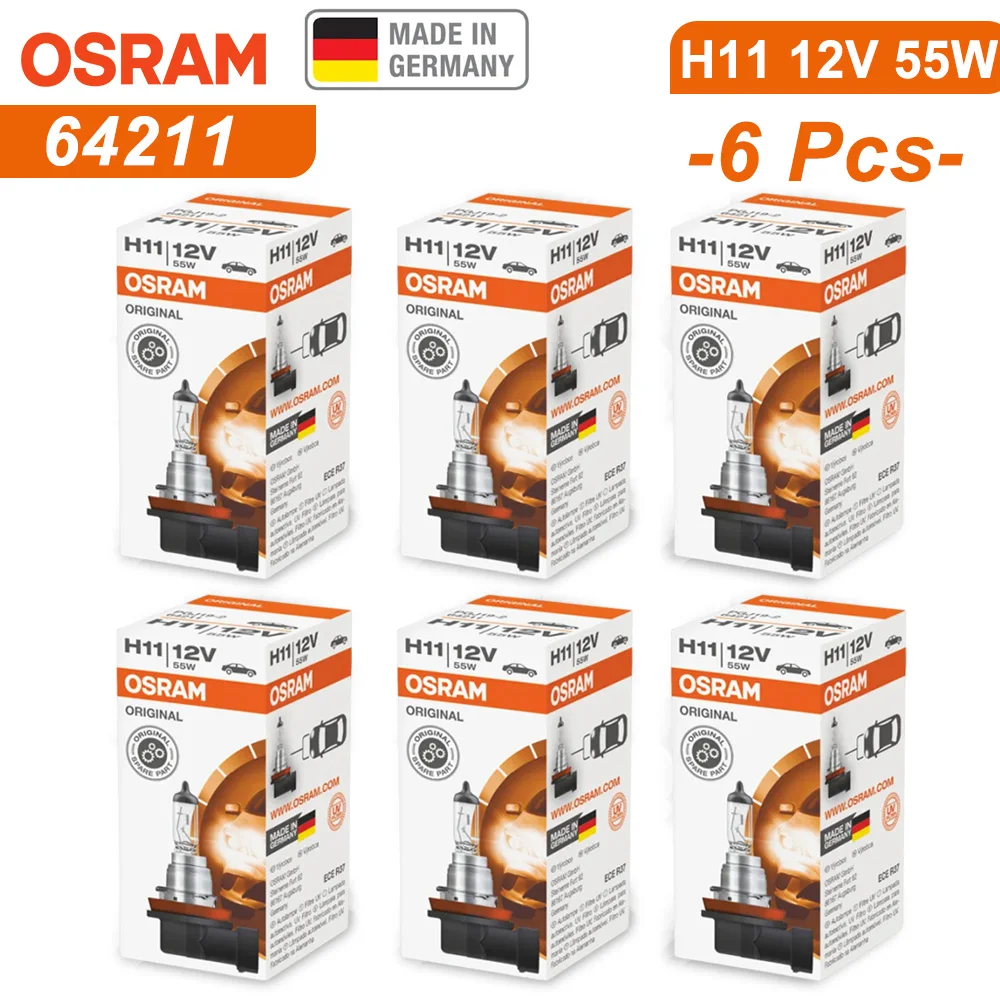 OSRAM Original H11 12V 55W 64211 PGJ19-2 ligne voiture halogène phare Auto ampoule 3200K lampe Standard OEM fabriqué en allemagne: WHITE