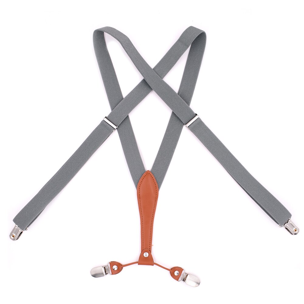 2.5cm Wide X-Shape Trouser Pants Suspenders Braces 4 Clips for Adult Women Men Boy Girl Wedding Party Event-Black Blue Red: Dark Grey