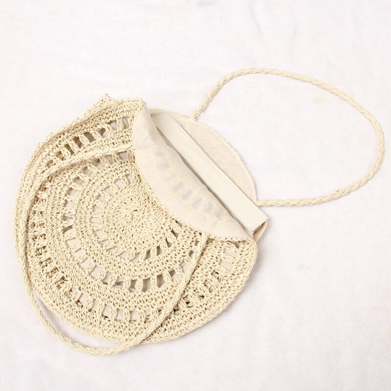 Bohemian Stro Tassen Voor Vrouwen Cirkel Strand Handtassen Zomer Rotan Schoudertassen Handgemaakte Gebreide Reizen Grote Bakken Tas