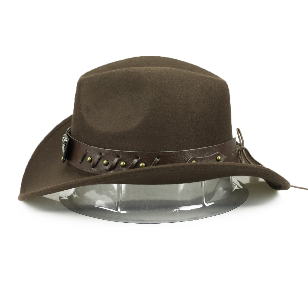 YY-casquette taureau à ceinture en cuir pour hommes et femmes, chapeau Cowboy en coton à bord large, à bord , pour hommes et femmes FD19060