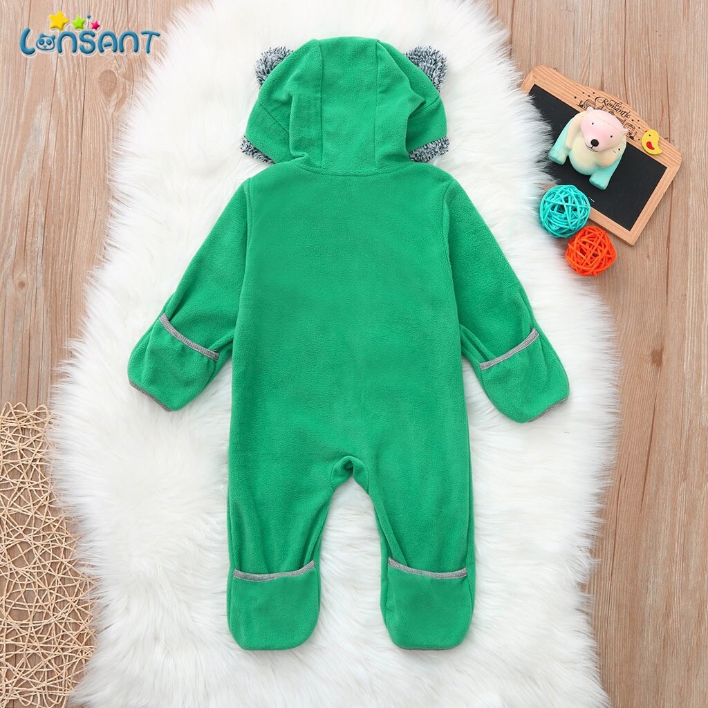 LONSANT Baby Pasgeboren Footies Hooded Solid Zpper Zachte Pasgeboren Kleding Kids Winter Warm Jumpsuuit Voor Baby 'S Een Stuk Kleding N30