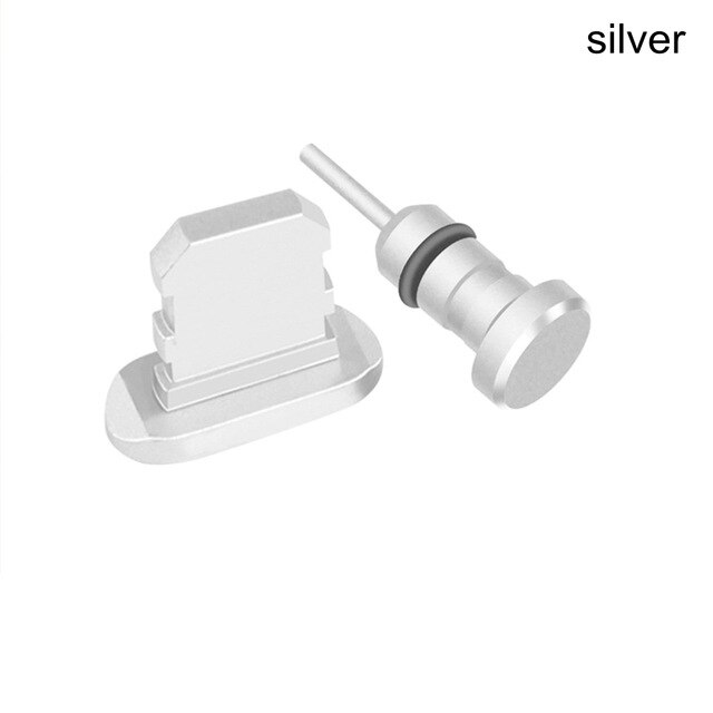 Anti Dust Plug Mobile Phone Charging Port Plug+3.5mm Earphone Jack Port Plug For Apple iPhone X XR XS XS Max 8 7 6S 6 Plus 5 SE: Silver