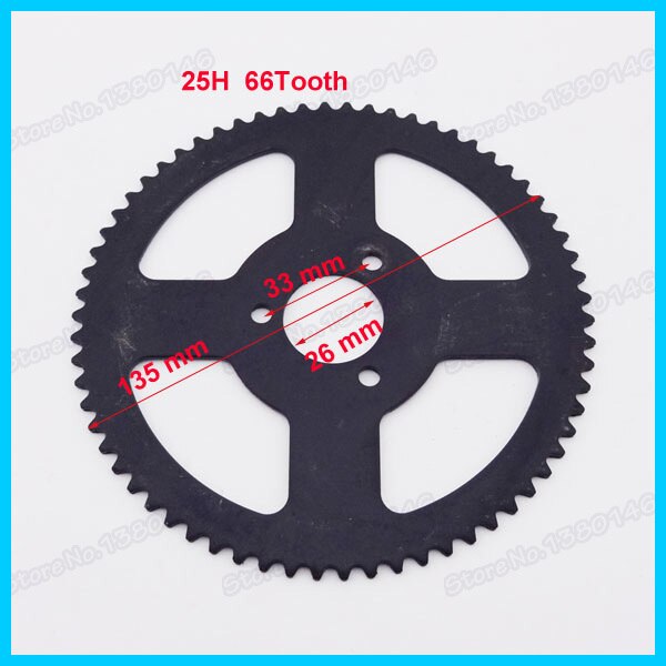 Piñón trasero de 25H y 66 dientes para Mini Moto, accesorio chino de 2 tiempos, y 49cc 47cc, Dirt Pocket, Atv, Quad