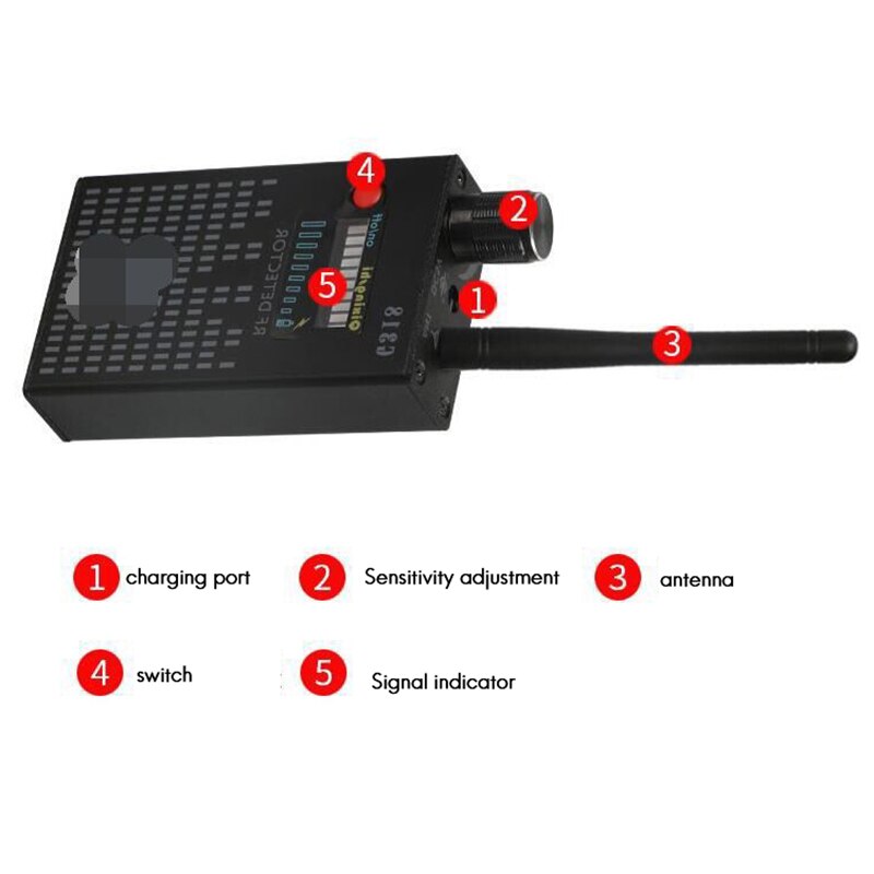 G318 Wireless Detector Anti-Eavesdropping and Anti-Sneak Camera Signal Detector Anti-Tracking and Anti-Sneak EU Plug