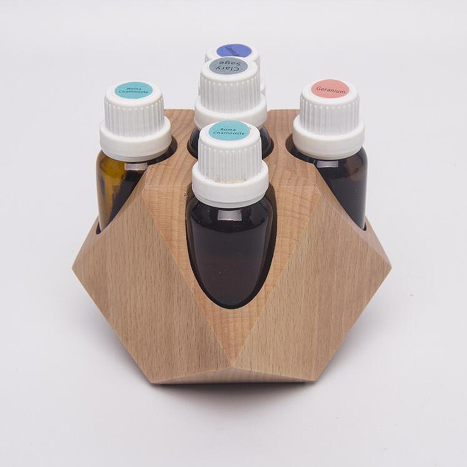 Polyhedron Display Essential Oil Rack Paint Bottle Stand Holder for Storage: Beech