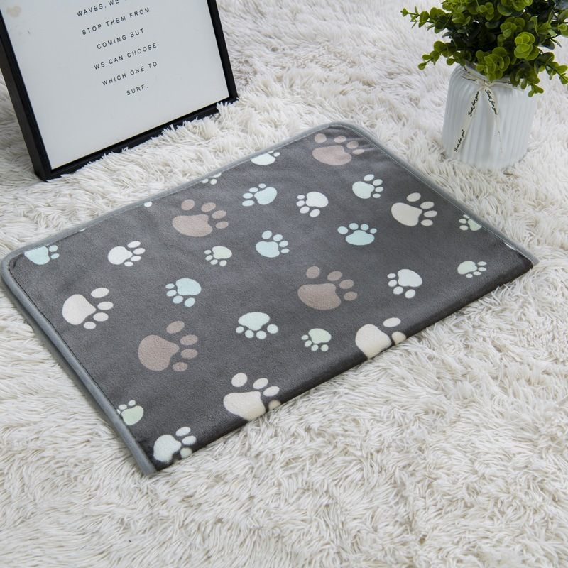 Verdikte Zachte Flanel Fleece Kat Hond Deken Bed Matten Poot Voetafdruk Warme Huisdier Deken Slapen Bedden Cover Mat Voor Huisdieren Benodigdheden: L / GRIJS
