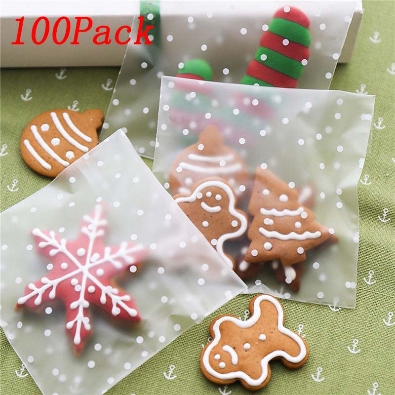 100Pcs Candy Cookies Zakken Zelfklevende Cookie Snoep Verpakking Zakken Verjaardagsfeestje Bruiloft Cellofaan Pakket Bags