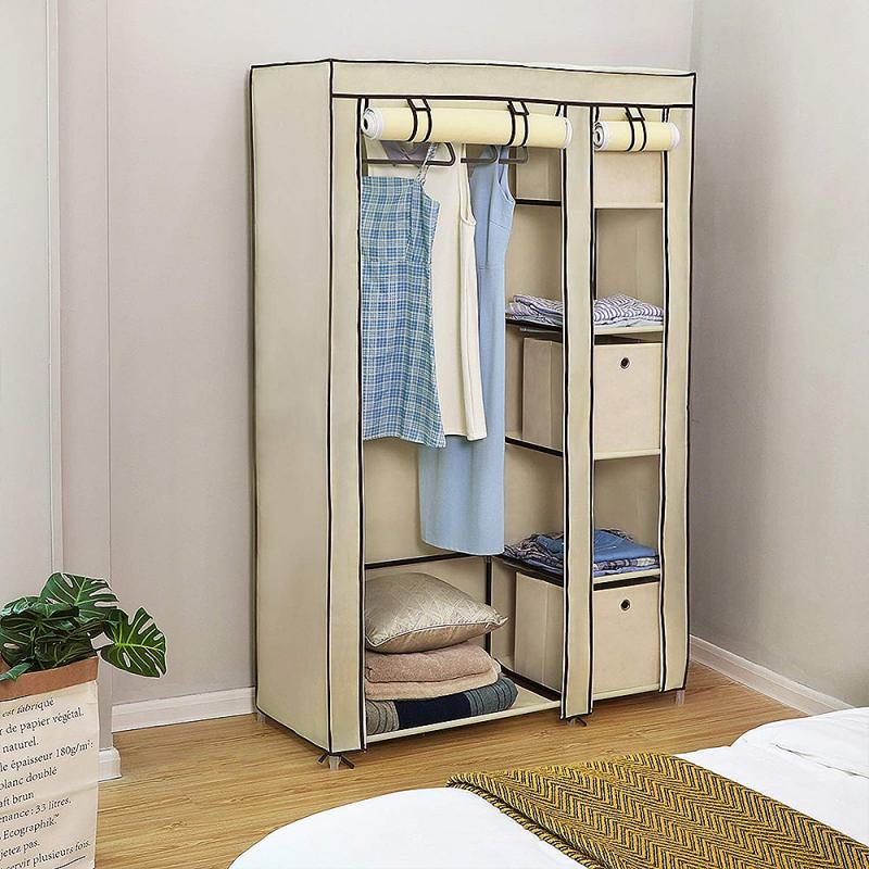 Moderne Non-woven Rits Stijl Doek Kledingkast Opbergkast Vouwen Driedeurs Individuele Kast Slaapkamer Meubels Hwc: 04